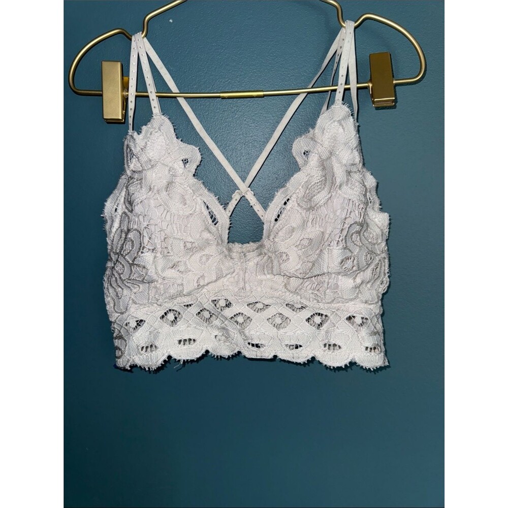 Altar'd State White Floral Lace Strappy Bralette